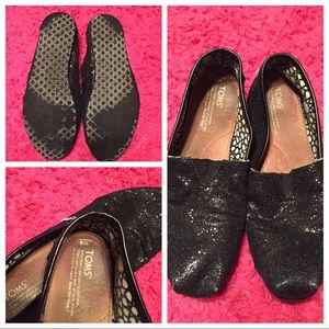 Toms black glitter Sz 9w